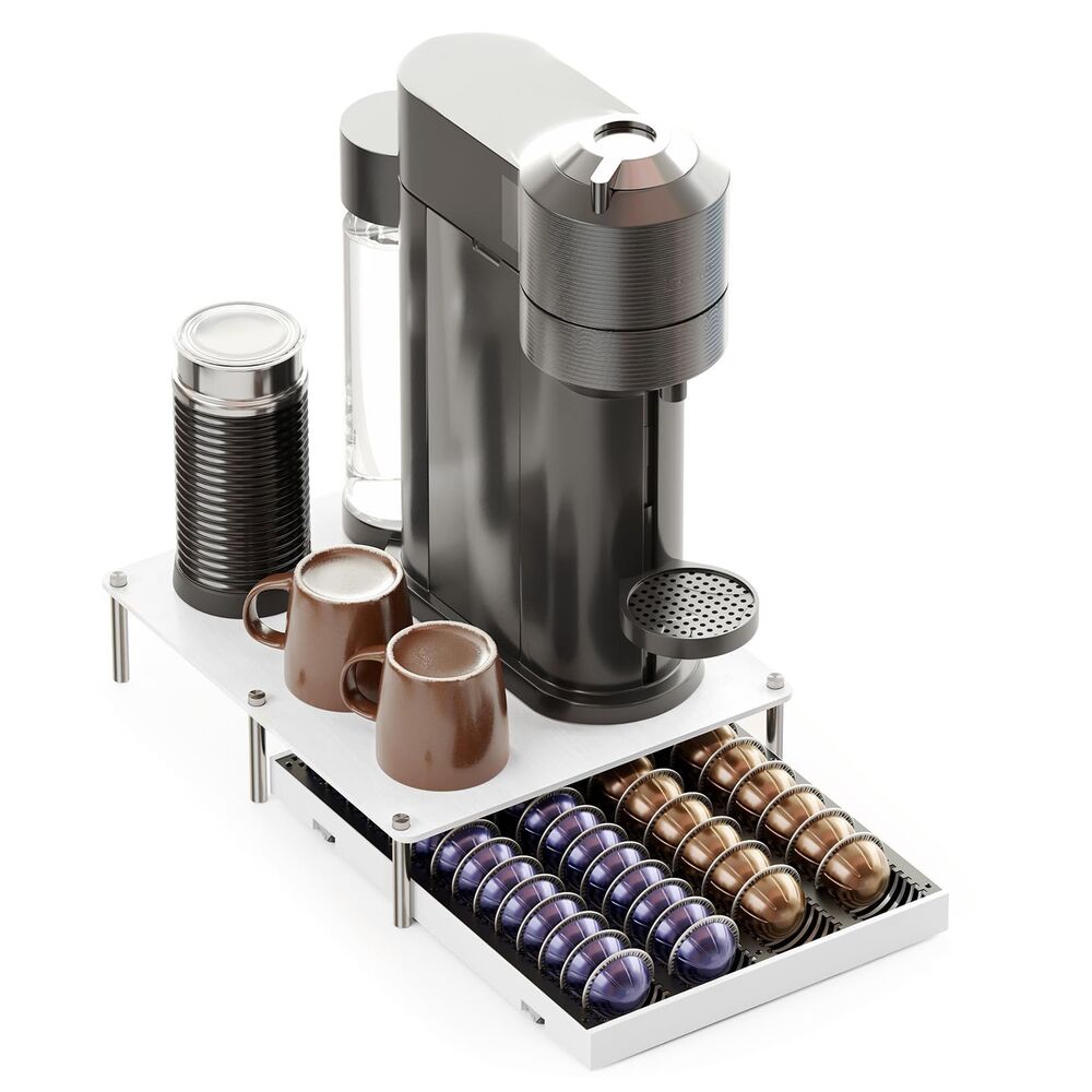 SpaceAid Bamboo Coffee Pod Holder Storage Compatible with Nespresso Vertuo
